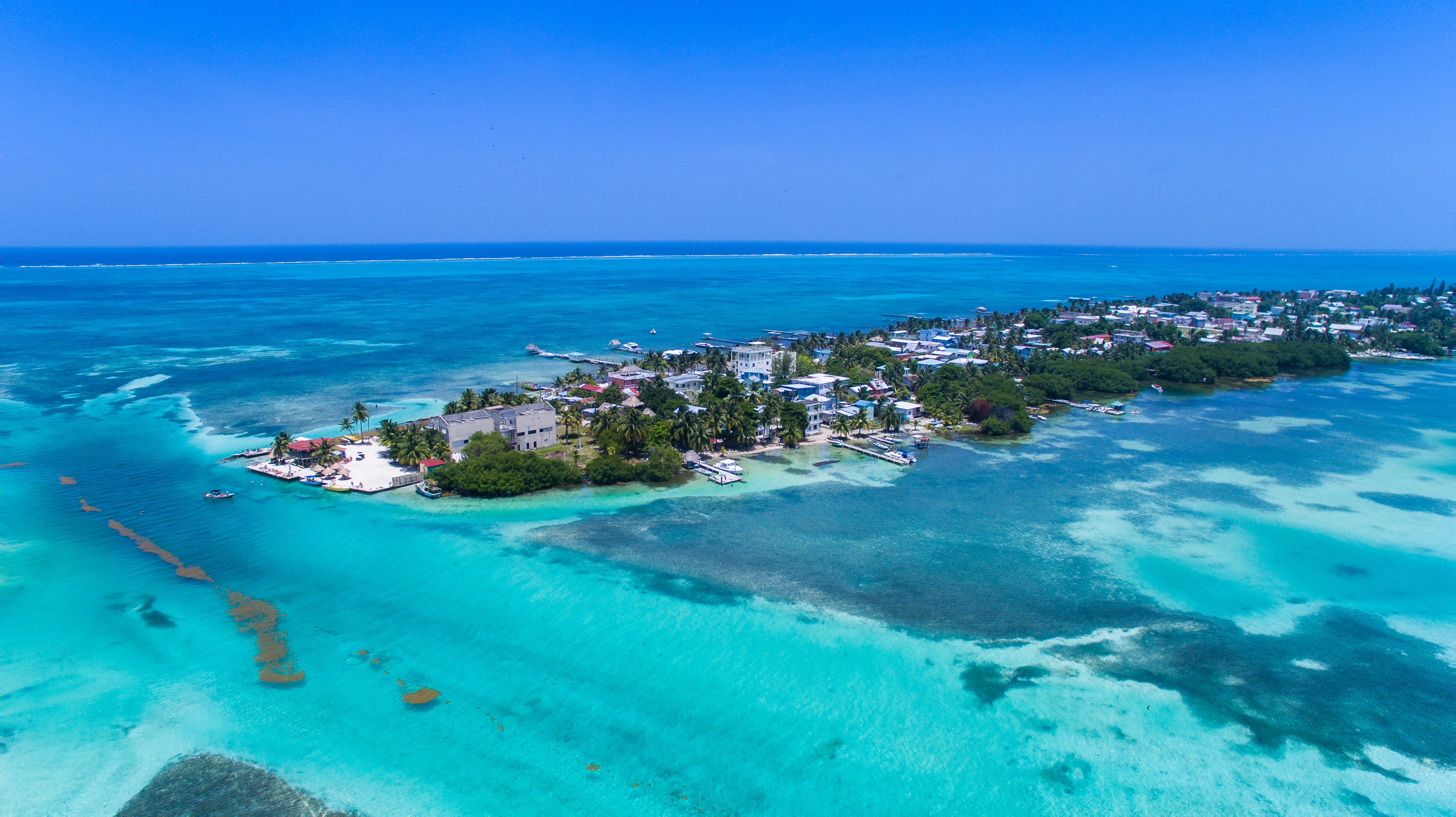 Caye Caulker Belize Barrier Reef aerial